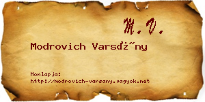 Modrovich Varsány névjegykártya